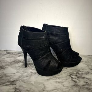 Deb Heels Black Stiletto 4 Inch Womens Size 8 Glitter Zipper